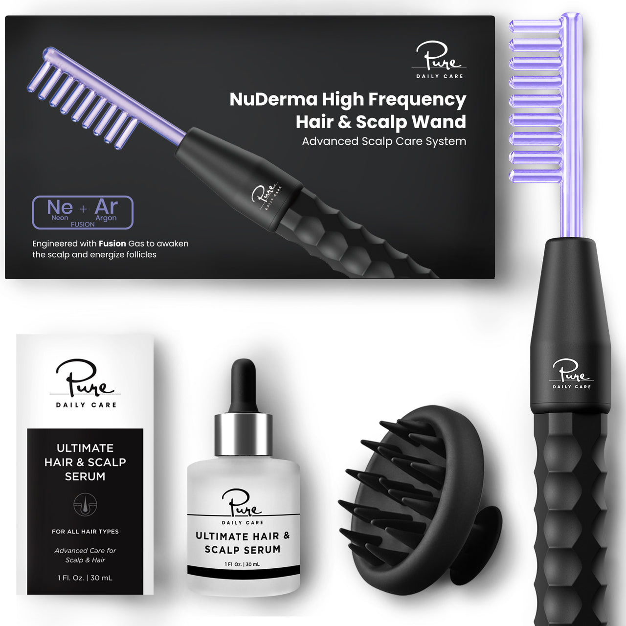 NuDerma High Frequency Hair & Scalp Wand Advanced Scalp Care System