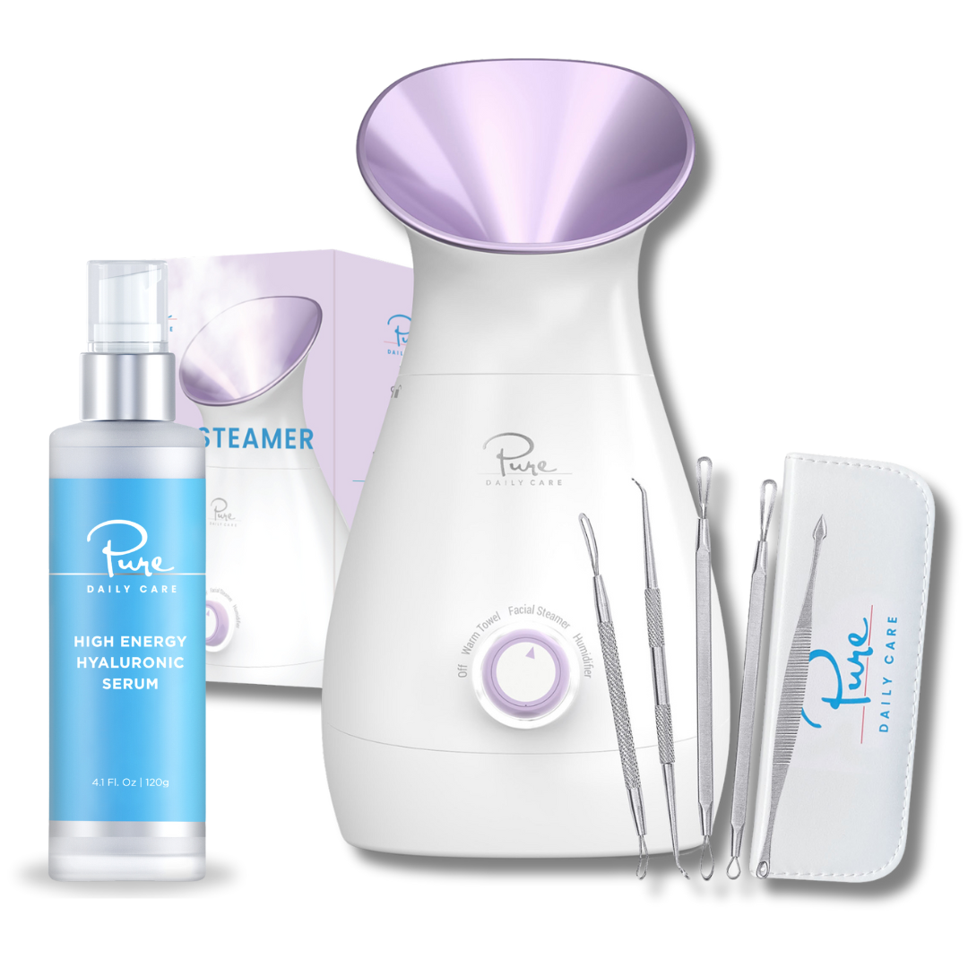 Ultimate Hydration Bundle: NanoSteamer 3-in-1 Facial Steamer & High Energy Hyaluronic Serum (4 fl. oz)