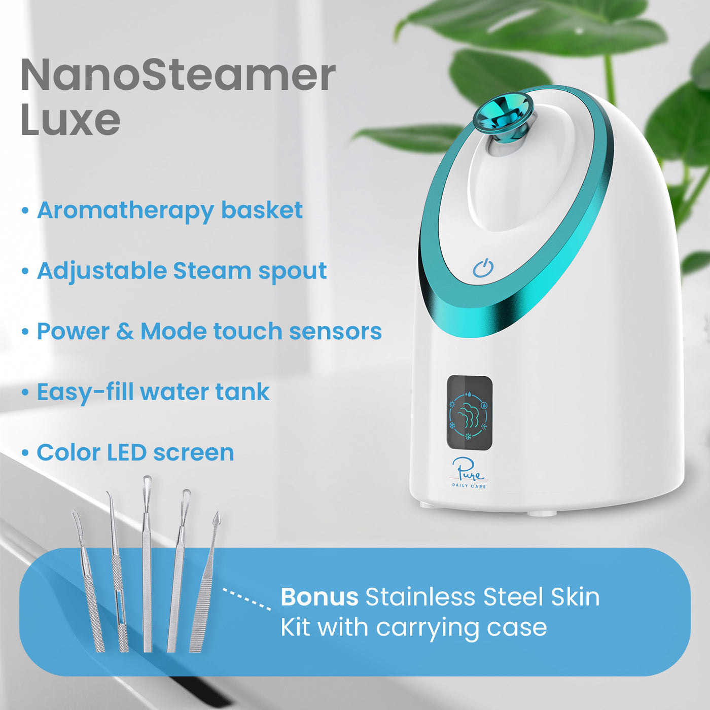 NanoSteamer Luxe Ionic Facial Steamer in White