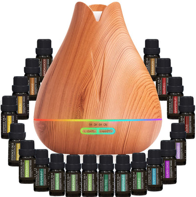Aromatherapy 20pc Essential Oil Diffuser Set - Light Wood