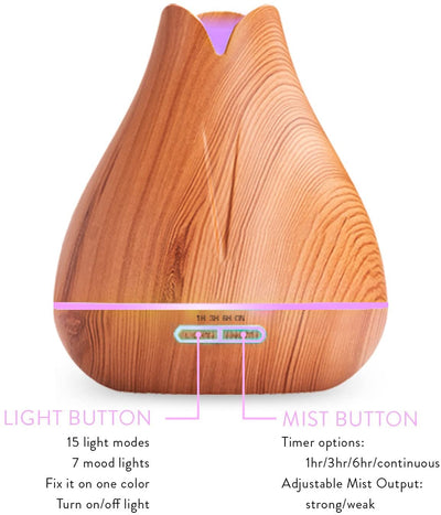 Aromatherapy 20pc Essential Oil Diffuser Set - Light Wood